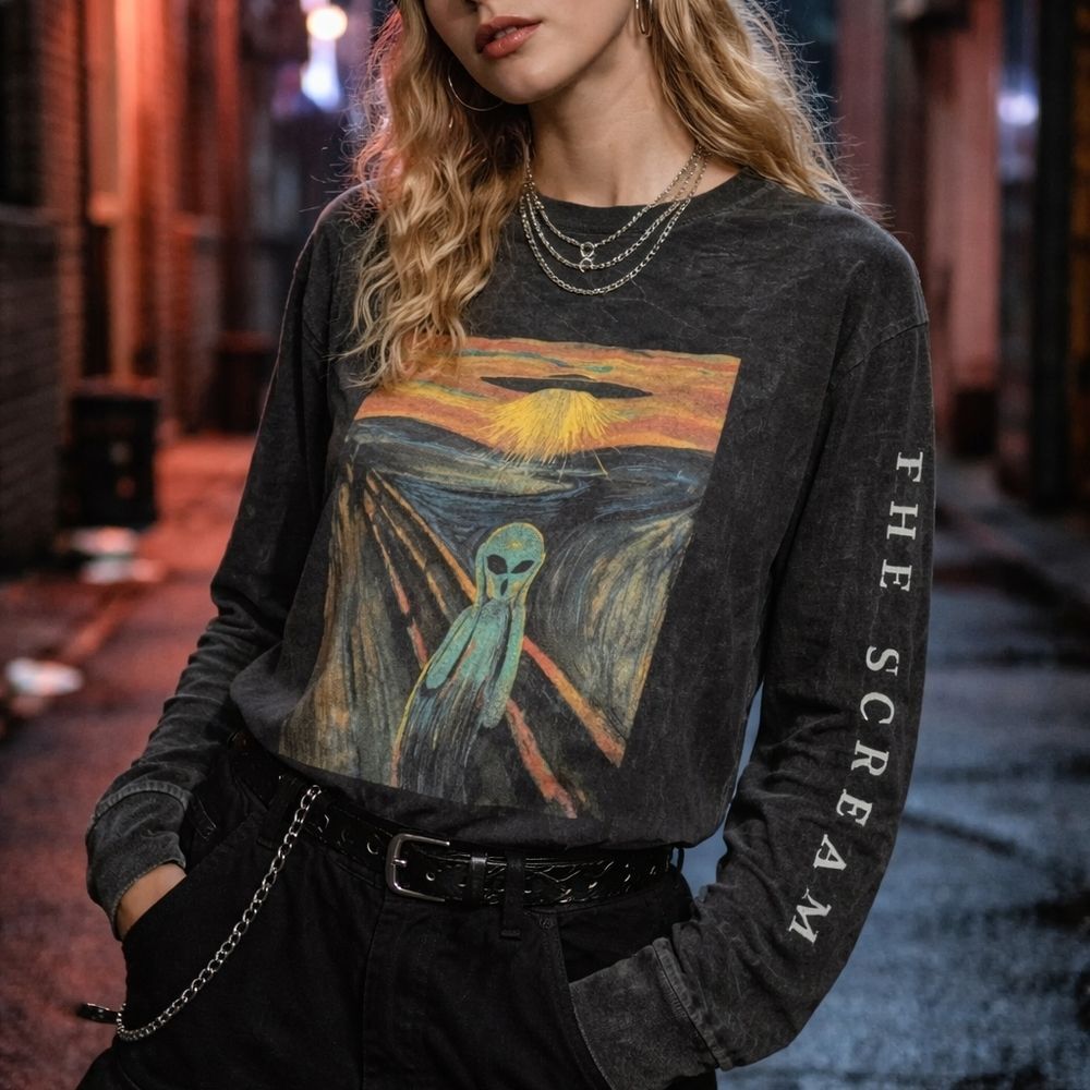 The Scream Alien Graphic Tee Black S Grunge Indie Sleaze Streetwear Lightly Crop